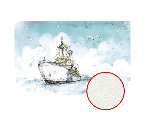 Фреска детская Ortograf Для малышей 5450 Фактура флок FLK Флизелин (3,8x2,4) Белый/Голубой, Корабли