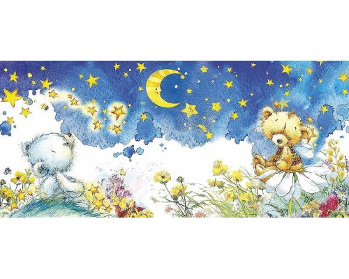 Фреска детская Ortograf Для малышей 5700 Фактура флок FLK Флизелин (6x2,7) Синий/Разноцветный, Животные/Мультимедия