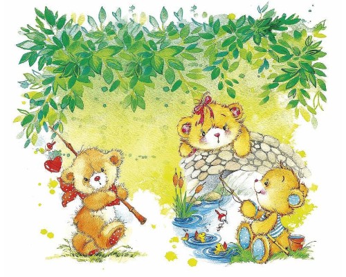 Фреска детская Ortograf Для малышей 5702 Фактура флок FLK Флизелин (3,3x2,7) Разноцветный, Животные