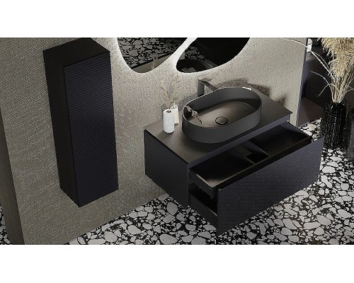 Тумба под раковину Jorno Stone 100 Stn.01.100/P/A/JR подвесная Антрацит