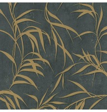 Обои Marburg Urban Elegance 34239 Винил на флизелине (1,06x10,05) Черный/Золото, Листья/Штукатурка