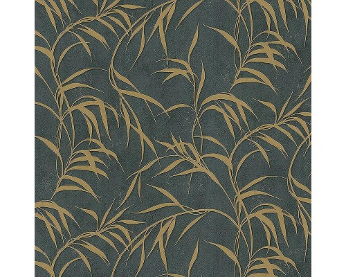 Обои Marburg Urban Elegance 34239 Винил на флизелине (1,06x10,05) Черный/Золото, Листья/Штукатурка