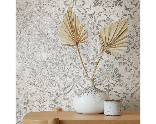 Обои Marburg Urban Elegance 34241 Винил на флизелине (1,06x10,05) Бежевый/Серебряный, Дамаск/Штукатурка