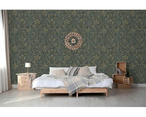 Обои Marburg Urban Elegance 34247 Винил на флизелине (1,06x10,05) Черный/Золото, Дамаск/Штукатурка