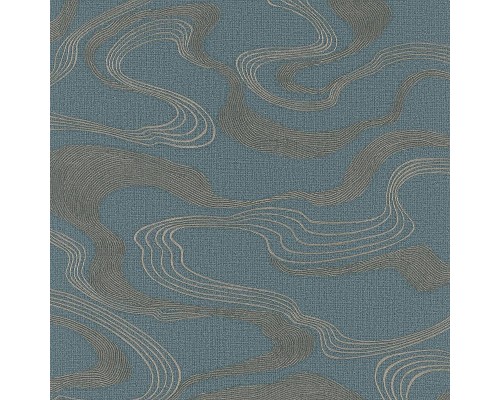 Обои Marburg Kumano 34588 Винил на флизелине (1,06x10,05) Синий/Бронзовый, Абстракция/Рогожка