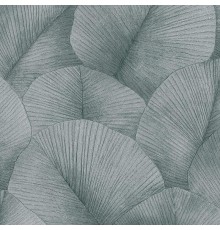 Обои Marburg Kumano 34564 Винил на флизелине (1,06x10,05) Серый/Серебряный/Зеленый, Листья