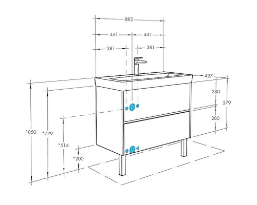 Тумба с раковиной Aquaton Сканди 90 1A2519K0SD010 подвесная Белая