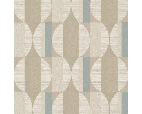 Обои Grandeco Cumaru CU 3112 Винил на флизелине (0,53x10,05) Бежевый/Коричневый/Бирюзовый, Геометрия