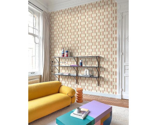 Обои Grandeco Cumaru CU 3113 Винил на флизелине (0,53x10,05) Бежевый/Коричневый/Розовый, Геометрия