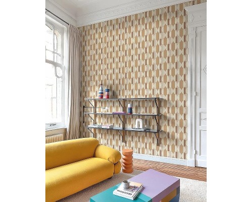 Обои Grandeco Cumaru CU 3105 Винил на флизелине (0,53x10,05) Бежевый/Коричневый, Геометрия