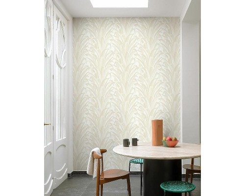 Обои Grandeco Cumaru CU 3001 Винил на флизелине (0,53x10,05) Бежевый/Белый, Листья