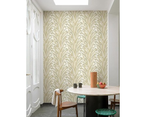 Обои Grandeco Cumaru CU 3003 Винил на флизелине (0,53x10,05) Бежевый/Зеленый/Коричневый, Листья