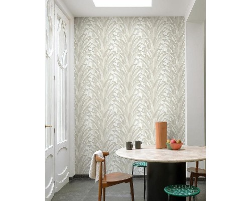 Обои Grandeco Cumaru CU 3004 Винил на флизелине (0,53x10,05) Серый/Белый, Листья