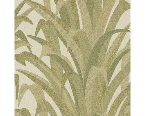 Обои Grandeco Cumaru CU 3010 Винил на флизелине (0,53x10,05) Бежевый/Зеленый, Листья