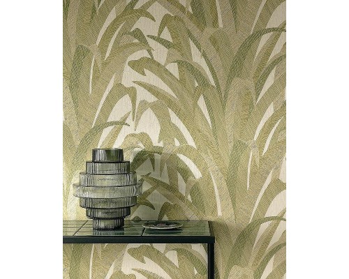Обои Grandeco Cumaru CU 3010 Винил на флизелине (0,53x10,05) Бежевый/Зеленый, Листья