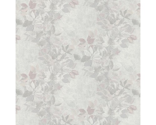 Обои Grandeco Time 2025 TI 2003 Винил на флизелине (1,06x10,05) Серый/Розовый/Белый, Листья
