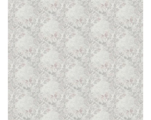 Обои Grandeco Time 2025 TI 2003 Винил на флизелине (1,06x10,05) Серый/Розовый/Белый, Листья