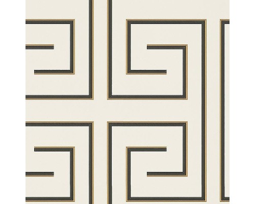 Обои Zambaiti Parati Vision 76001 Винил на флизелине (0,70x10,05) Белый/Черный/Золото, Геометрия