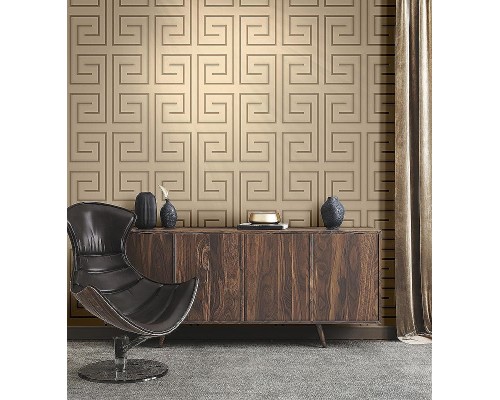 Обои Zambaiti Parati Vision 76038 Винил на флизелине (0,70x10,05) Бежевый/Бронзовый, Геометрия