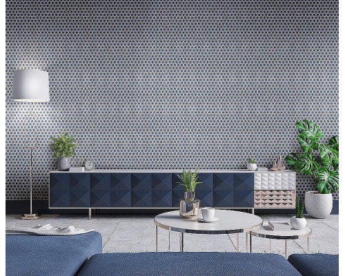 Обои Zambaiti Parati Vision 76045 Винил на флизелине (0,70x10,05) Синий/Серый/Серебряный, Геометрия