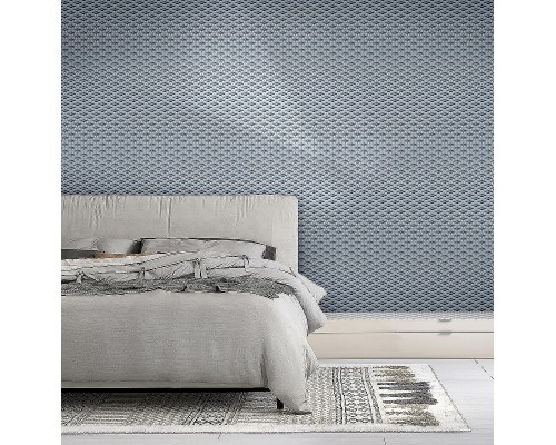 Обои Zambaiti Parati Vision 76050 Винил на флизелине (0,70x10,05) Голубой/Синий/Серебряный, Геометрия/Ромб