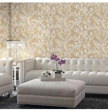 Обои Fipar Felicita R 23333 Винил на флизелине (1,06x10,05) Бежевый/Розовый/Золото, Птицы/Цветы/Штукатурка