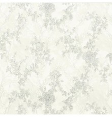 Обои Fipar Felicita R 23338 Винил на флизелине (1,06x10,05) Белый/Серебряный, Птицы/Цветы/Штукатурка