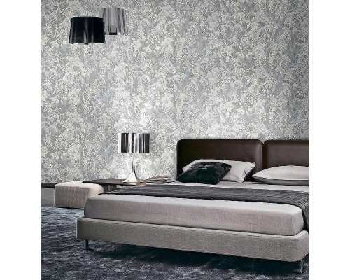 Обои Fipar Felicita R 23340 Винил на флизелине (1,06x10,05) Серый/Серебряный, Птицы//Цветы/Штукатурка