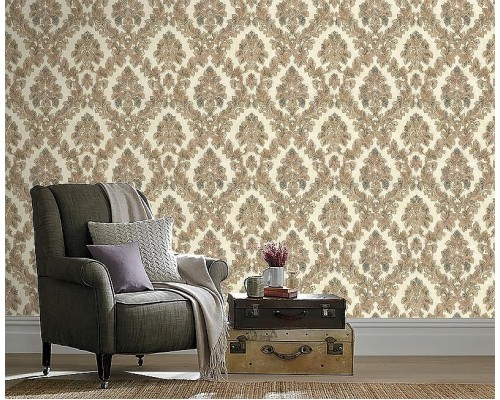 Обои Fipar Felicita R 23310 Винил на флизелине (1,06x10,05) Бежевый/Коричневый/Зеленый, Дамаск