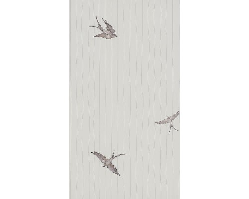 Обои Marburg Essentiell 63389 Винил на флизелине (0,53x10,05) Серый/Серебряный/Коричневый, Птицы/Линии