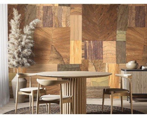 Панно Marburg Essentiell 34794 Винил на флизелине (1,59x2,7) Бежевый/Коричневый/Зеленый, Геометрия/Листья/Под дерево