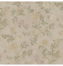 Обои Zambaiti Parati Satin Flowers IV Z66801 Винил на флизелине (0,53x10,05) Коричневый/Зеленый/Розовый, Цветы