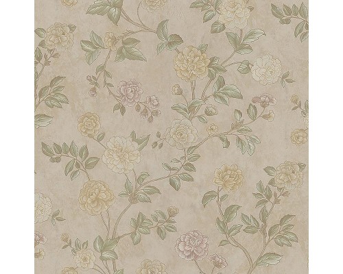 Обои Zambaiti Parati Satin Flowers IV Z66801 Винил на флизелине (0,53x10,05) Коричневый/Зеленый/Розовый, Цветы