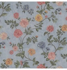 Обои Zambaiti Parati Satin Flowers IV Z66807 Винил на флизелине (0,53x10,05) Голубой/Разноцветный, Цветы