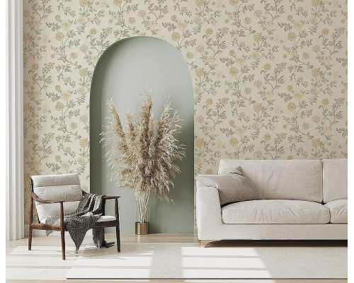 Обои Zambaiti Parati Satin Flowers IV Z66807 Винил на флизелине (0,53x10,05) Голубой/Разноцветный, Цветы