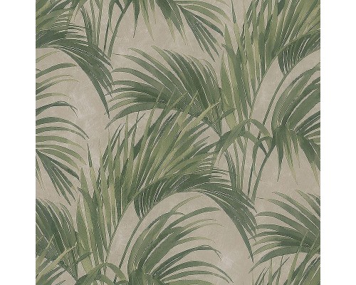 Обои Zambaiti Parati Satin Flowers IV Z66821 Винил на флизелине (0,53x10,05) Бежевый/Зеленый, Листья