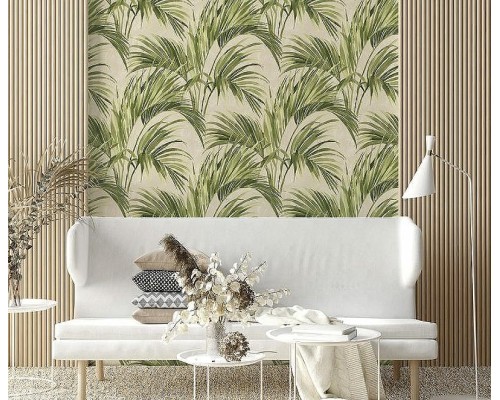 Обои Zambaiti Parati Satin Flowers IV Z66824 Винил на флизелине (0,53x10,05) Белый/Коричневый/Серый, Листья