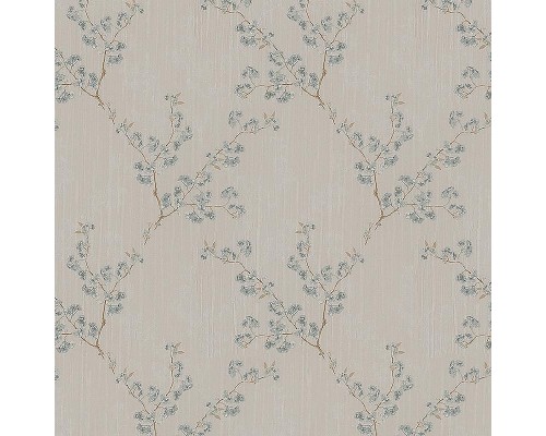Обои Zambaiti Parati Satin Flowers IV Z66829 Винил на флизелине (0,53x10,05) Серый/Белый/Бирюзовый, Цветы/Ромб