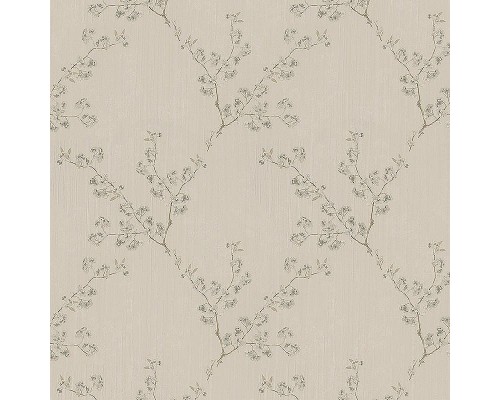 Обои Zambaiti Parati Satin Flowers IV Z66832 Винил на флизелине (0,53x10,05) Белый/Серый/Коричневый, Цветы/Ромб