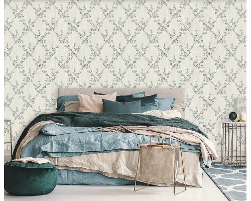 Обои Zambaiti Parati Satin Flowers IV Z66832 Винил на флизелине (0,53x10,05) Белый/Серый/Коричневый, Цветы/Ромб