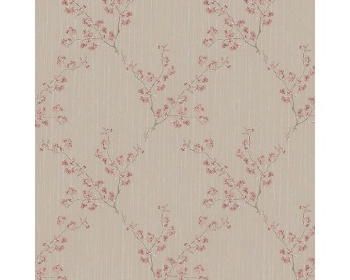 Обои Zambaiti Parati Satin Flowers IV Z66833 Винил на флизелине (0,53x10,05) Бежевый/Розовый/Зеленый, Цветы/Ромб