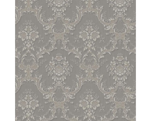 Обои Zambaiti Parati Satin Flowers IV Z66841 Винил на флизелине (0,53x10,05) Серый/Бежевый, Дамаск