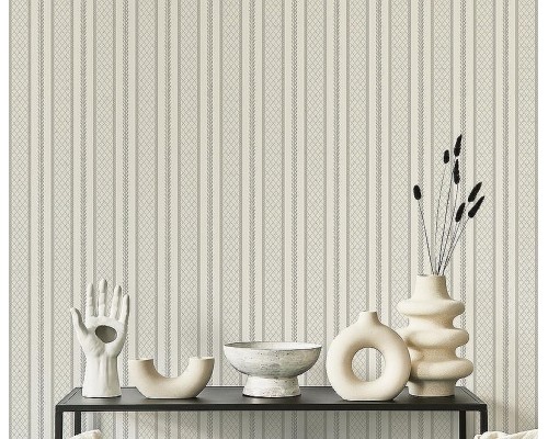 Обои Zambaiti Parati Satin Flowers IV Z66850 Винил на флизелине (0,53x10,05) Бежевый/Бронзовый, Орнамент/Полоса