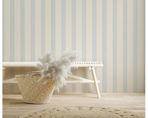 Обои Zambaiti Parati Satin Flowers IV Z66855 Винил на флизелине (0,53x10,05) Бежевый/Голубой, Полоса
