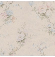 Обои Zambaiti Parati Satin Flowers IV Z66861 Винил на флизелине (0,53x10,05) Бежевый/Розовый/Голубой, Цветы