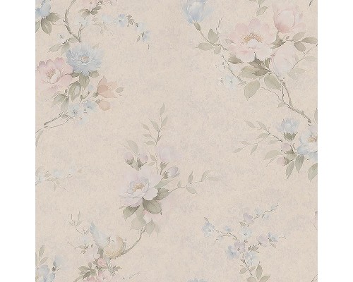 Обои Zambaiti Parati Satin Flowers IV Z66861 Винил на флизелине (0,53x10,05) Бежевый/Розовый/Голубой, Цветы