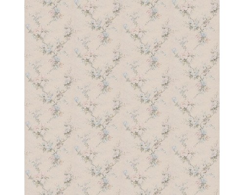 Обои Zambaiti Parati Satin Flowers IV Z66861 Винил на флизелине (0,53x10,05) Бежевый/Розовый/Голубой, Цветы