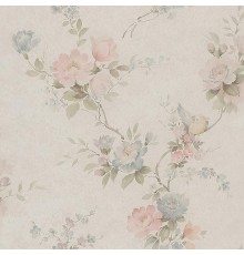 Обои Zambaiti Parati Satin Flowers IV Z66857 Винил на флизелине (0,53x10,05) Бежевый/Розовый/Голубой, Цветы