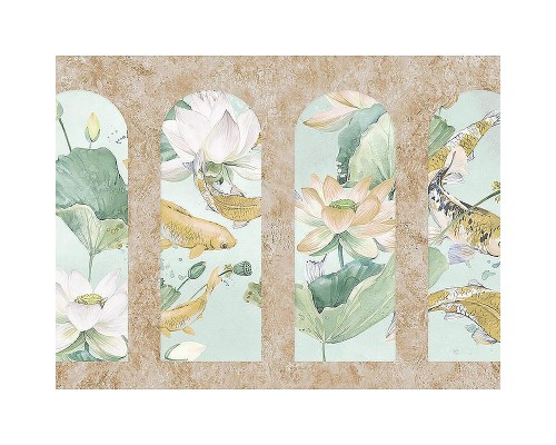 Панно Zambaiti Parati Satin Flowers IV Z66867 Винил на флизелине (3x5,1) Разноцветный, Архитектура/Цветы/Рыбы