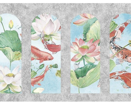 Панно Zambaiti Parati Satin Flowers IV Z66868 Винил на флизелине (3x5,1) Разноцветный, Архитектура/Цветы/Рыбы